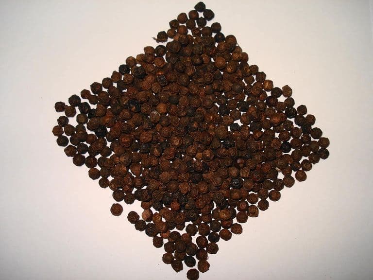 Whole black peppercorns
